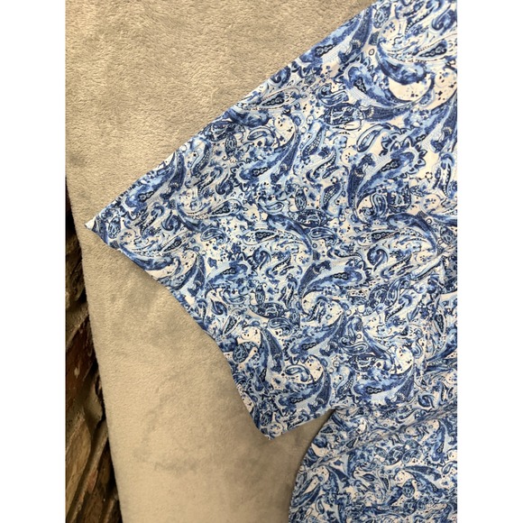 Rafter C Cowboy Collection Mens 2XLT Blue Paisley Western Pearl Snap Shirt 2XL T - Picture 7 of 12